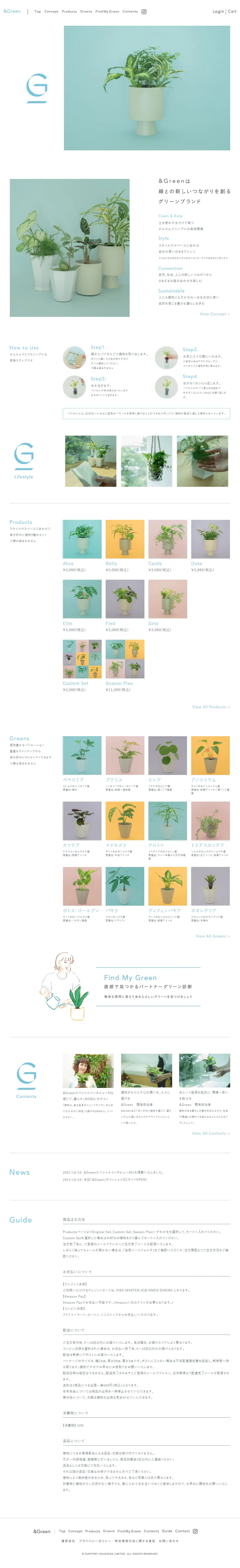 &Greeen LP design (Flowers, Houseplants, Artificial Flowers / White-based / Simple) PC version