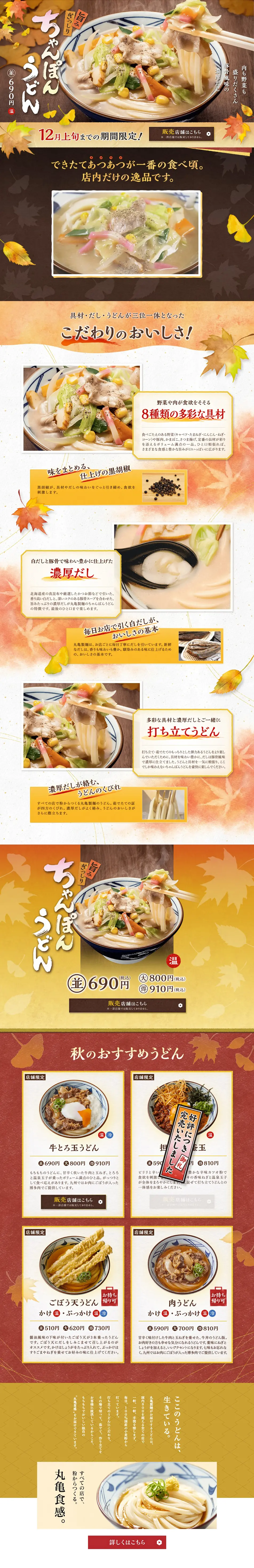 ちゃんぽんうどんのLPデザイン（麺・パン・粉物／ベージュ系／和風系）PC版