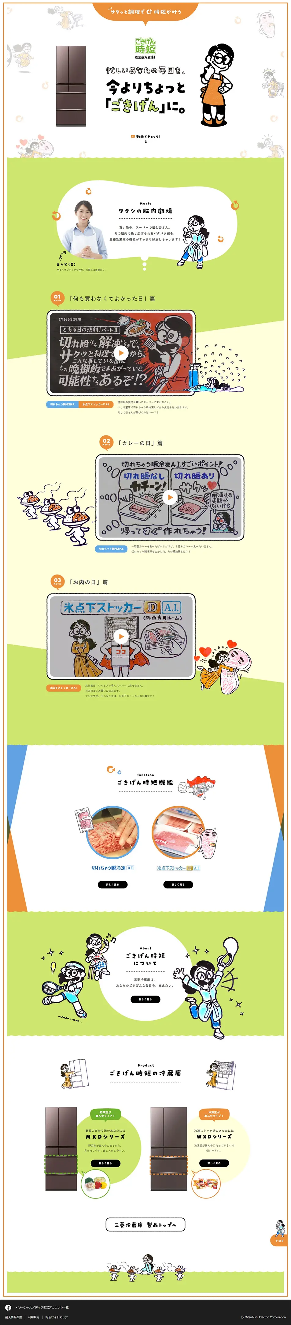 ワタシの脳内劇場のLPデザイン（一般家電／グリーン系／にぎやか系）PC版