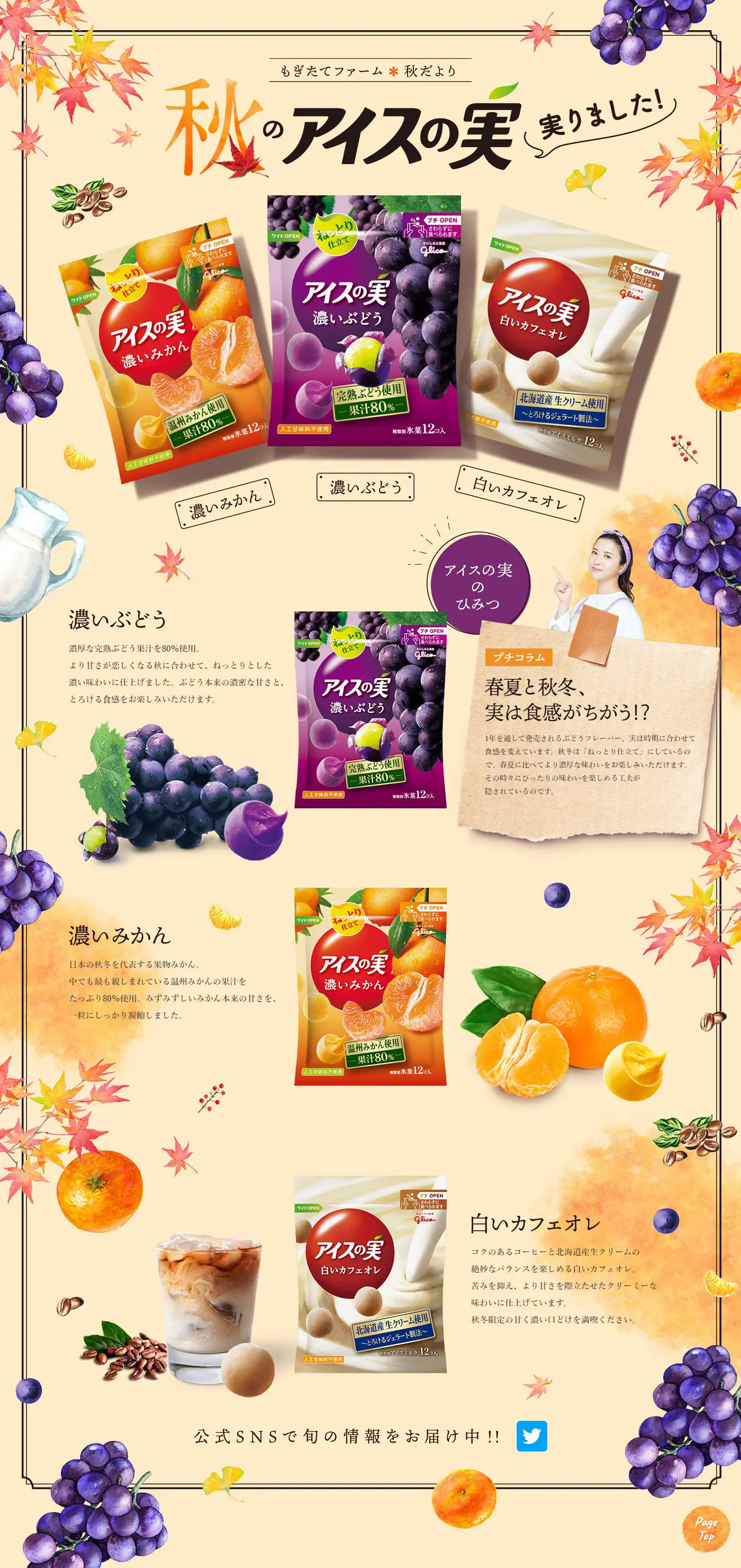 アイスの実【秋フレーバー】のLPデザイン（洋菓子／ベージュ系／アート・芸術系）PC版