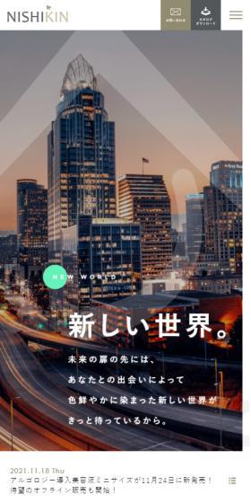 Nishikishokin Co., Ltd. LP design (Businesses, companies, stores / Multi-color type / Cool style) Mobile version