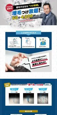 増毛つけ放題のLPデザイン（エステ・脱毛・増毛・整形／ブルー系／信頼・安心系）PC版