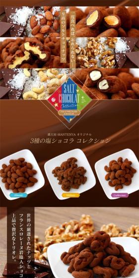 3種の塩ショコラ コレクションのLPデザイン(スナック・ガム・あめ・グミ/ブラウン系/ナチュラル系)スマホ版