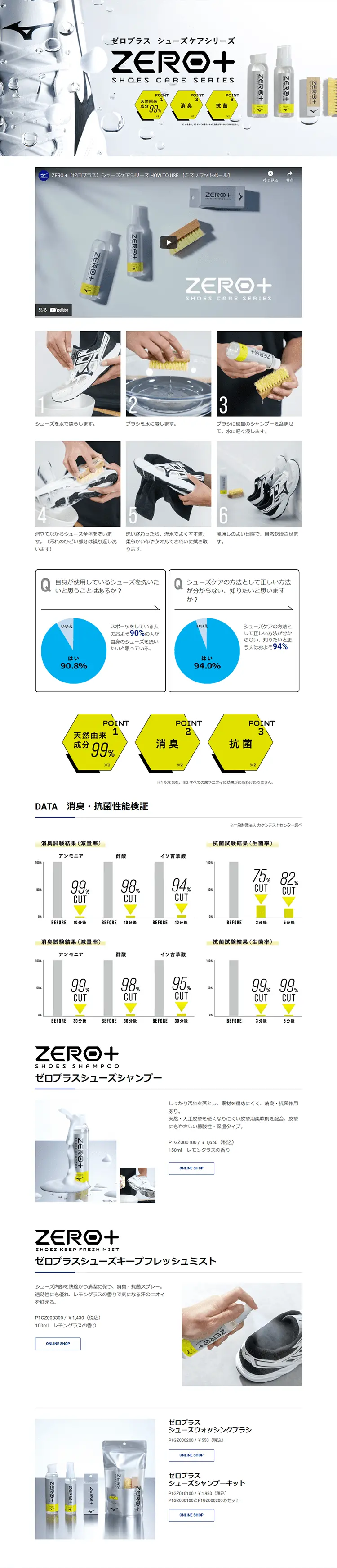 ZERO＋のLPデザイン（スポーツ用品／ホワイト系／清潔系）PC版