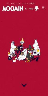 MOOMIN×Mary\'sのLPデザイン（スナック・ガム・あめ・グミ／レッド系／マンガ・イラスト系）スマホ版