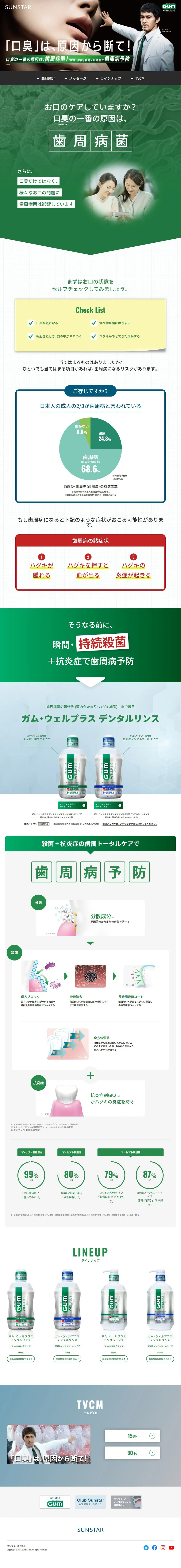 G・U・M（ガム）ウェルプラスデンタルリンスのLPデザイン（応急手当・保護用品／グリーン系／清潔系）PC版