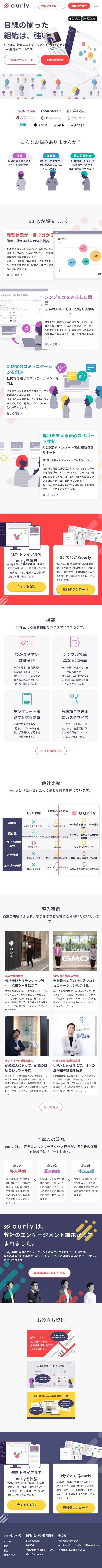 ourlyのLPデザイン（デザイン・アプリ・システム／カラフル系／シンプル系）スマホ版