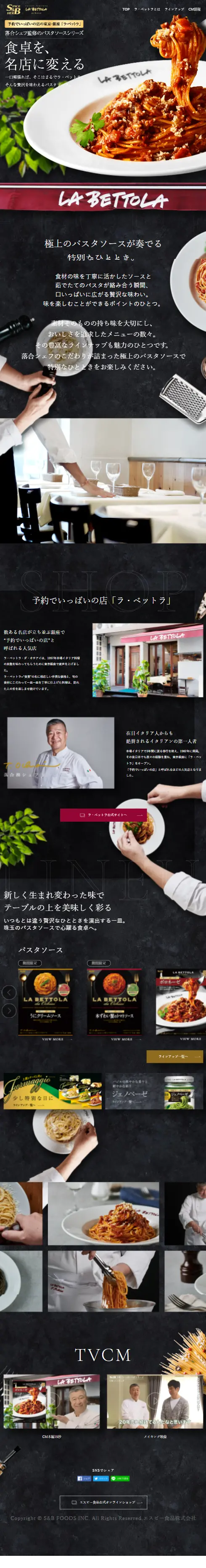 Pasta Sauce from a Fully Booked Restaurant LP design (Retort / Instant / Black-colored / Cool style) Mobile version