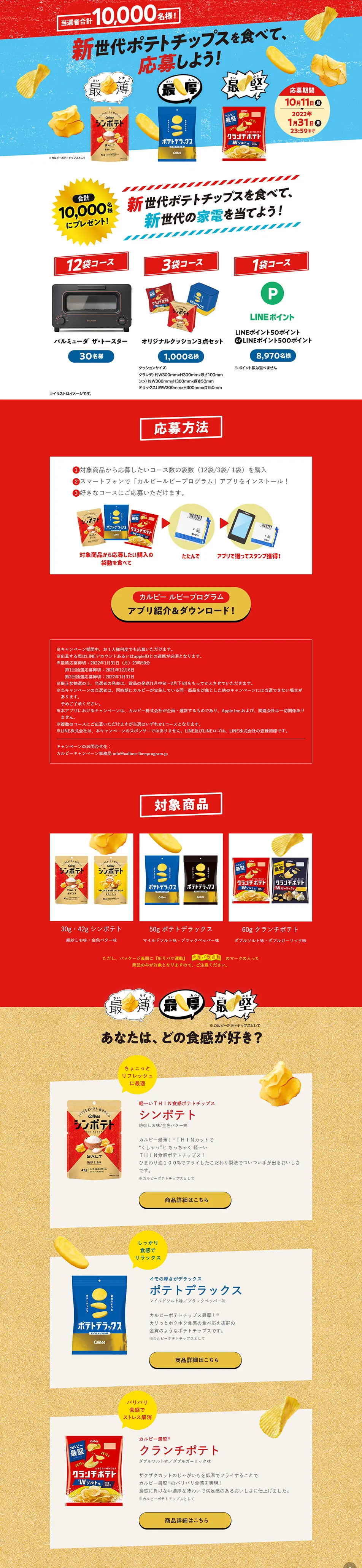 新世代ポテトチップスを食べて応募しよう！のLPデザイン（スナック・ガム・あめ・グミ／ブルー系／にぎやか系）PC版