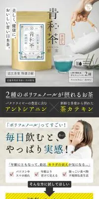 青和茶のLPデザイン（お茶・紅茶・珈琲／ブルー系／健康・癒し系）PC版
