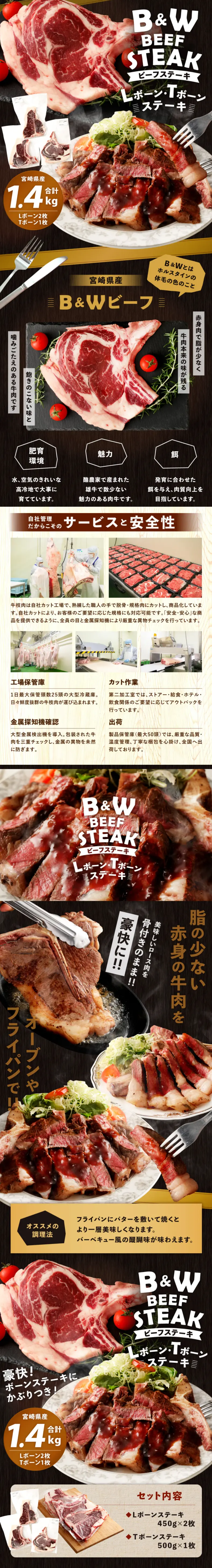 B&W Beef Steak LP design (Meat and Meat Products / Black-colored / Lively type) Mobile version