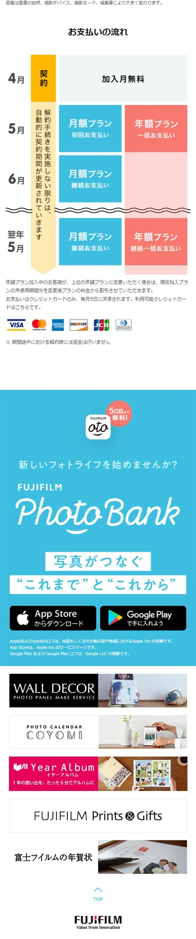 PhotoBankのLPデザイン（デザイン・アプリ・システム／ブルー系／シンプル系）スマホ版