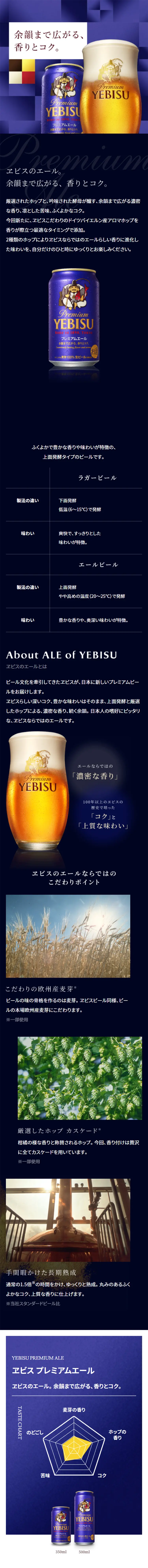 Yebisu Premium Ale LP design (Beer and Happoshu / Shades of blue / Luxury and celebrity) Mobile version