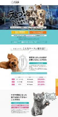 PS保険のLPデザイン（保険・金融・クレジット／グリーン系／信頼・安心系）PC版