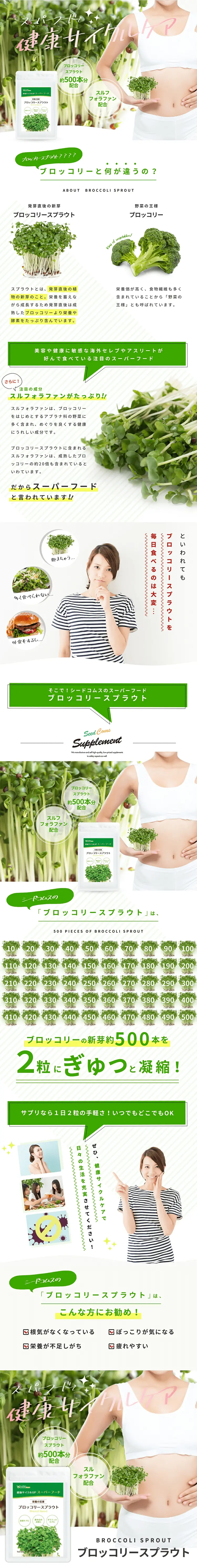Broccoli Sprouts LP design (Health foods, health drinks, and supplements / Green tones / Health and Wellness) PC version