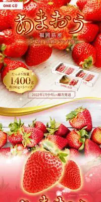 あまおう いちごのLPデザイン（フルーツ・果物・野菜／レッド系／キレイ系）PC版