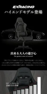 EXRACING ゲーミングチェアのLPデザイン（インテリア・小物・雑貨／ブラック系／かっこいい系）PC版
