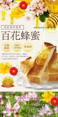 百花蜂蜜のLPデザイン（調味料・甘味料・ダシ・スープ／カラフル系／にぎやか系）PC版