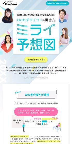 Future Outlook for Work Styles in the Web Industry LP design (school / Shades of blue / Cute style) Mobile version