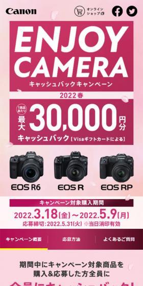 EOS R6、EOS R、EOS RPのLPデザイン（イベント・キャンペーン・ギフト／ピンク系／シンプル系）スマホ版