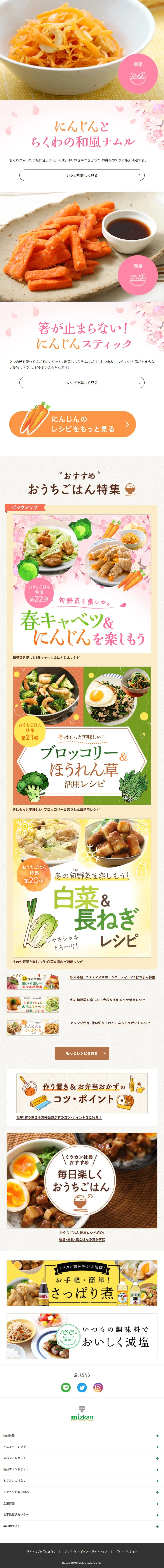 Spring Cabbage & Carrot Recipes LP design (Seasonings, Sweeteners, Broth, Soup / Pink shades / Natural style) Mobile version