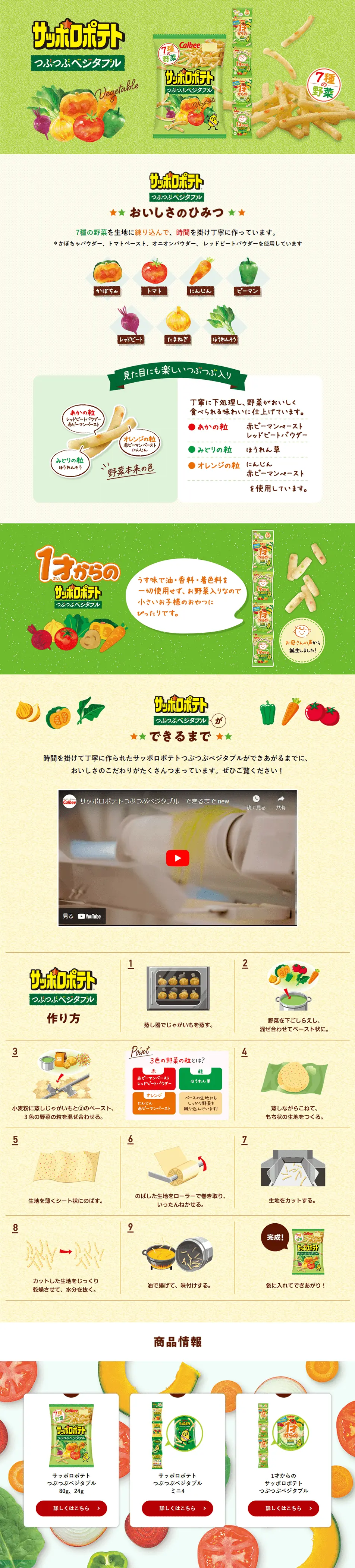 サッポロポテト つぶつぶベジタブルのLPデザイン（スナック・ガム・あめ・グミ／グリーン系／にぎやか系）PC版