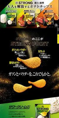 湖池屋STRONGのLPデザイン（スナック・ガム・あめ・グミ／ブラック系／にぎやか系）PC版