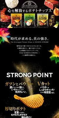 湖池屋STRONGのLPデザイン（スナック・ガム・あめ・グミ／ブラック系／かっこいい系）PC版