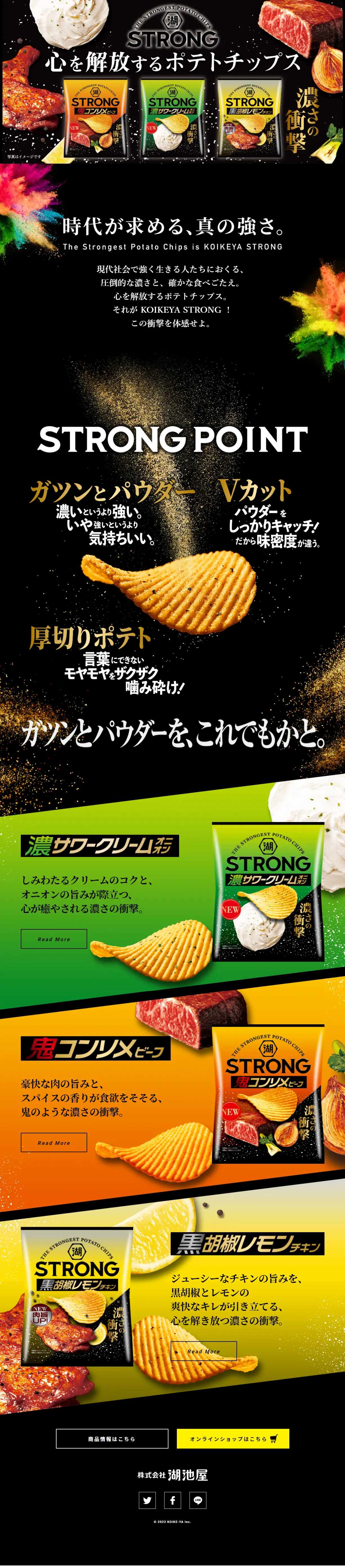 湖池屋STRONGのLPデザイン（スナック・ガム・あめ・グミ／ブラック系／かっこいい系）PC版