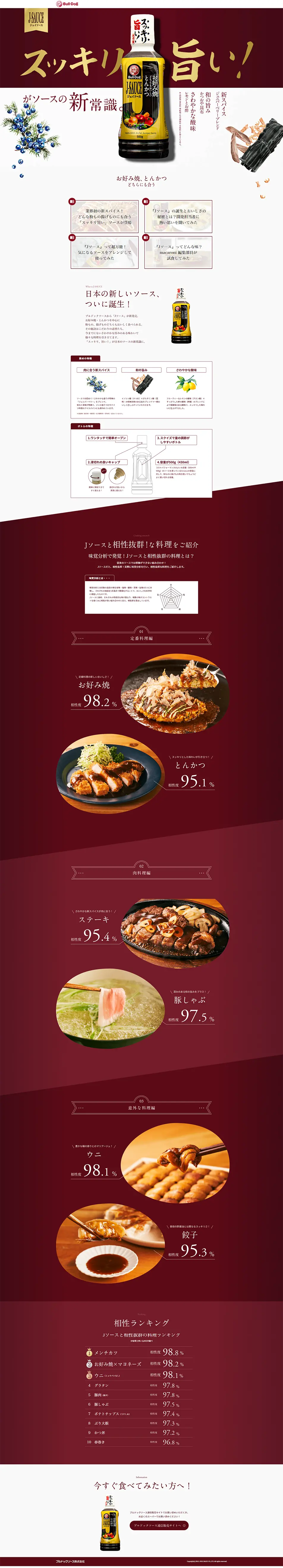 JソースのLPデザイン（調味料・甘味料・ダシ・スープ／レッド系／かっこいい系）PC版