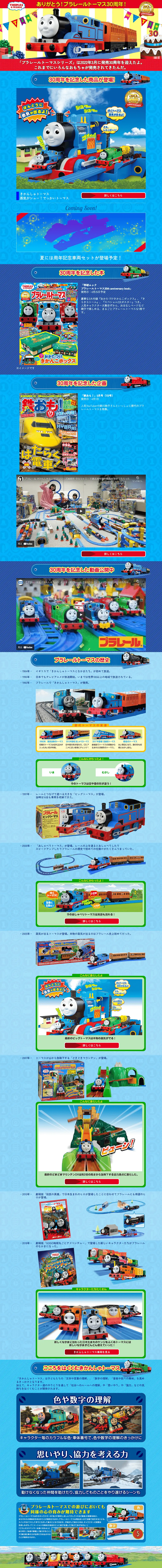プラレールトーマス30周年のLPデザイン（玩具・ホビー・フィギュア／ブルー系／にぎやか系）PC版