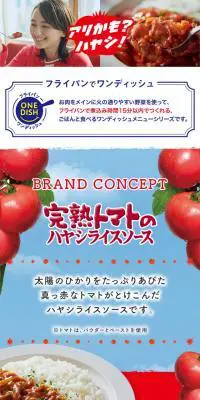 完熟トマトのハヤシライスソースのLPデザイン（調味料・甘味料・ダシ・スープ／レッド系／シンプル系）スマホ版