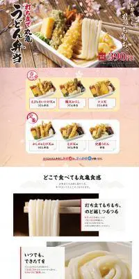 打ち立て丸亀うどん弁当のLPデザイン（麺・パン・粉物／ブラウン系／和風系）PC版