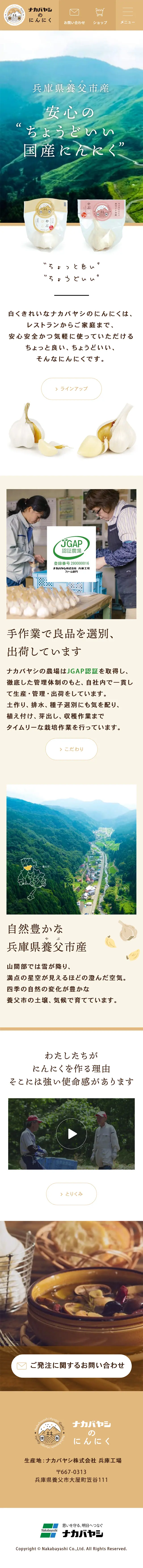 ナカバヤシのにんにくのLPデザイン（フルーツ・果物・野菜／ベージュ系／ナチュラル系）スマホ版
