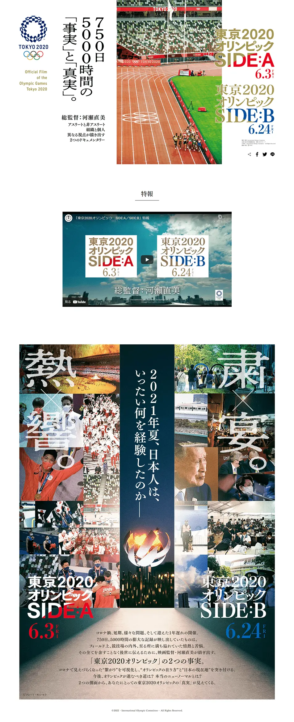 東京2020オリンピック　SIDE:A／SIDE:BのLPデザイン（邦画・洋画・海外ドラマ／ホワイト系／かっこいい系）PC版
