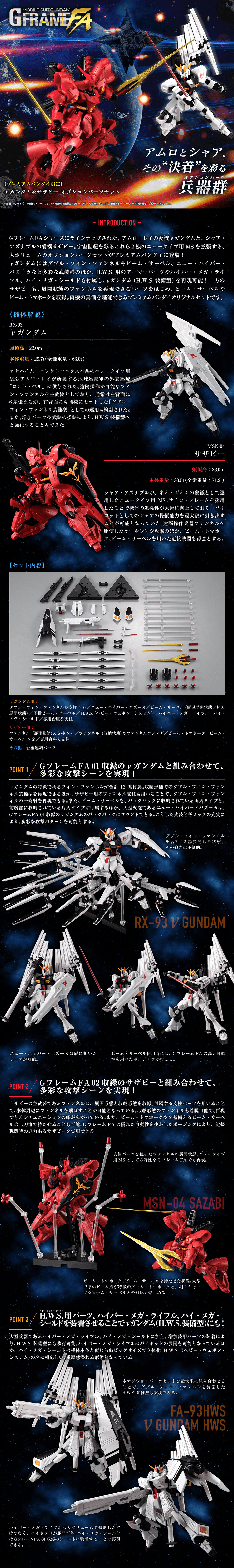 機動戦士ガンダム GフレームFA νガンダム＆サザビー オプションパーツセットのLPデザイン（玩具・ホビー・フィギュア／ブラック系／かっこいい系）PC版