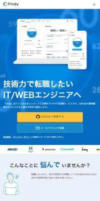 FindyのLPデザイン（デザイン・アプリ・システム／ブルー系／シンプル系）スマホ版
