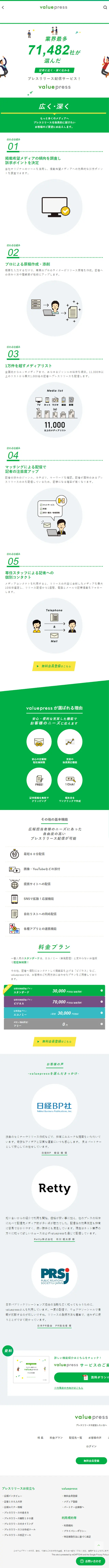 valuepress LP design (Businesses, companies, stores / Green tones / Simple) Mobile version