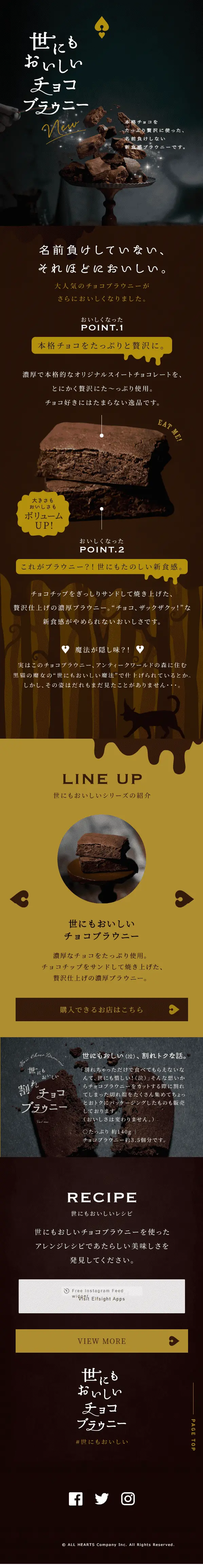 世にもおいしいチョコブラウニーのLPデザイン（洋菓子／ブラウン系／かわいい系）スマホ版