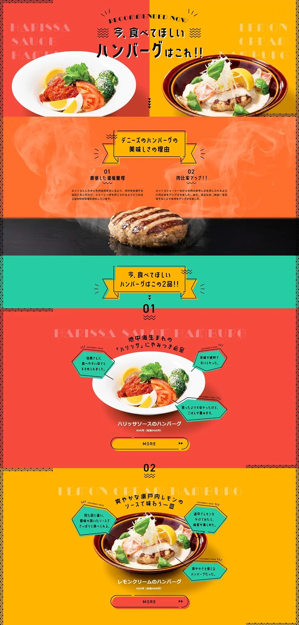 今、食べてほしいハンバーグはこれ！！のLPデザイン（肉・肉加工品／レッド系／かわいい系）PC版