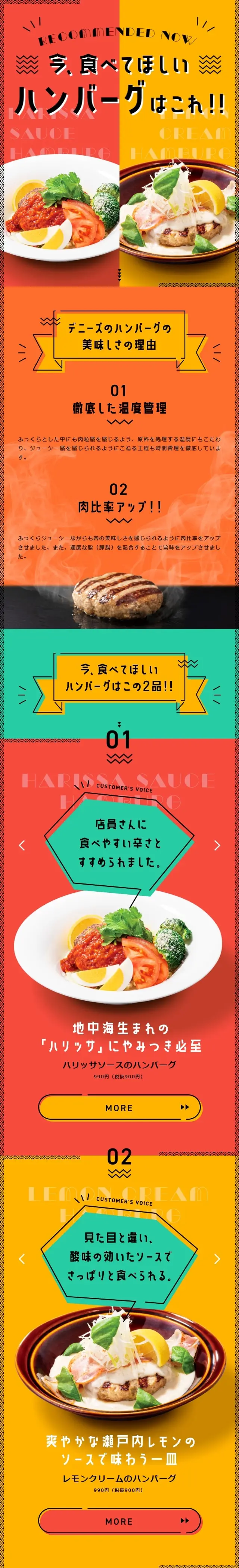 今、食べてほしいハンバーグはこれ！！のLPデザイン（肉・肉加工品／レッド系／かわいい系）スマホ版