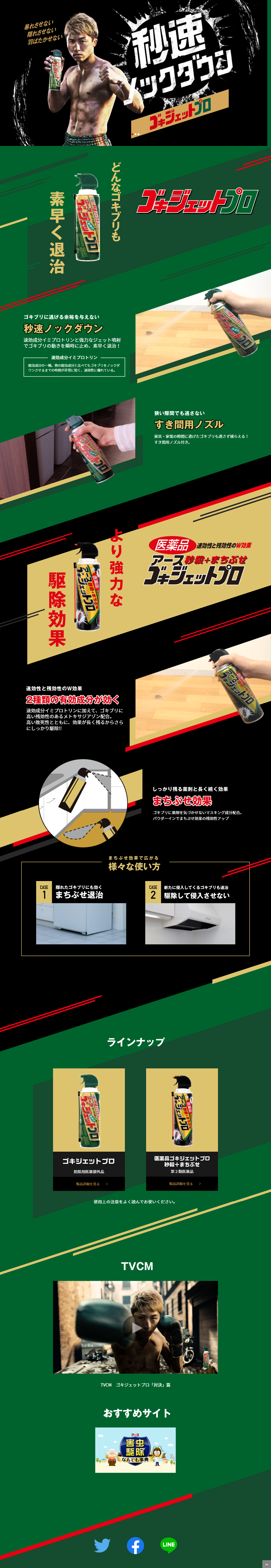 ゴキジェットプロのLPデザイン（洗剤・洗濯・掃除用品／グリーン（緑色）系／かっこいい系）