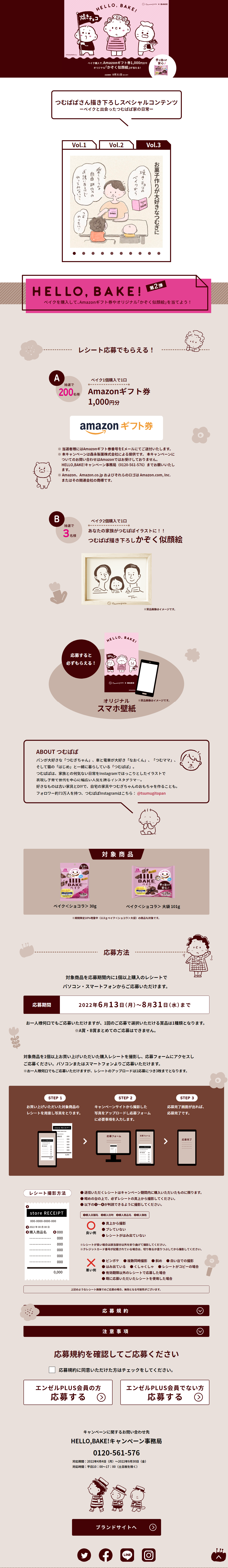 ＨＥＬＬＯ，ＢＡＫＥ！キャンペーンのLPデザイン（イベント・キャンペーン・体験／ブラウン系／かわいい系）PC版