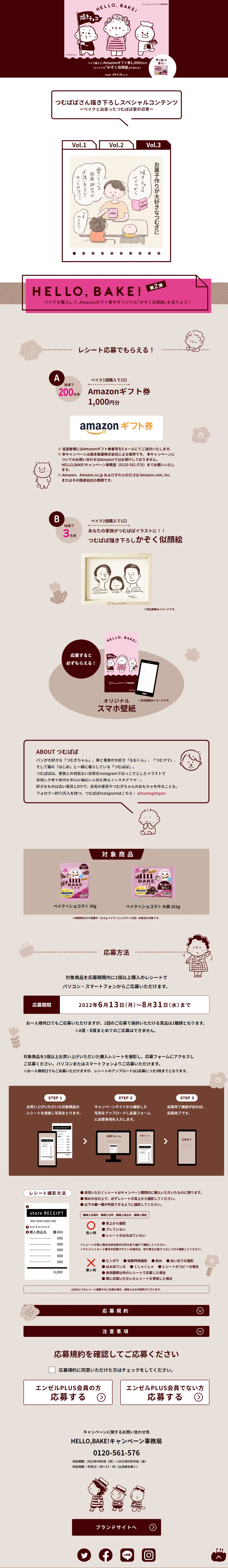 ＨＥＬＬＯ，ＢＡＫＥ！キャンペーンのLPデザイン（イベント・キャンペーン・体験／ブラウン系／かわいい系）PC版