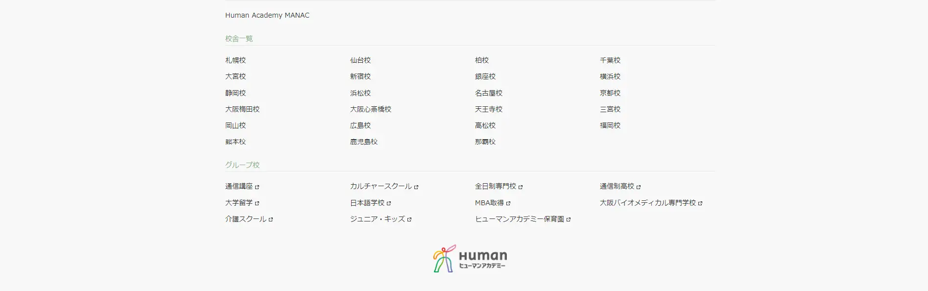 Human Academy Nail School LP design (Seminars and Certifications / White-based / Refined style) PC version