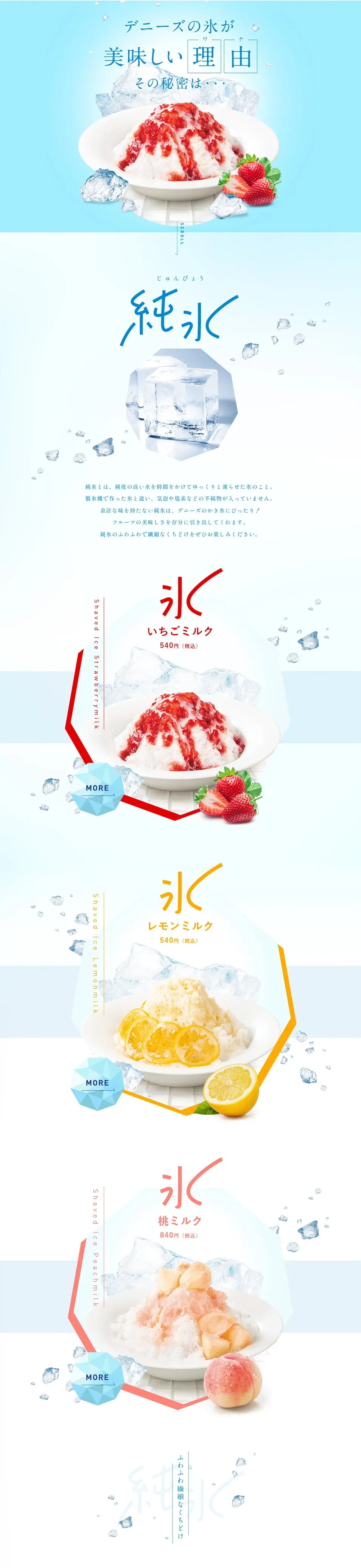かき氷のLPデザイン（洋菓子／ブルー系／かわいい系）PC版