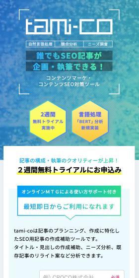tami-co LP design (Design, Apps, Systems / Shades of blue / Cool style) Mobile version