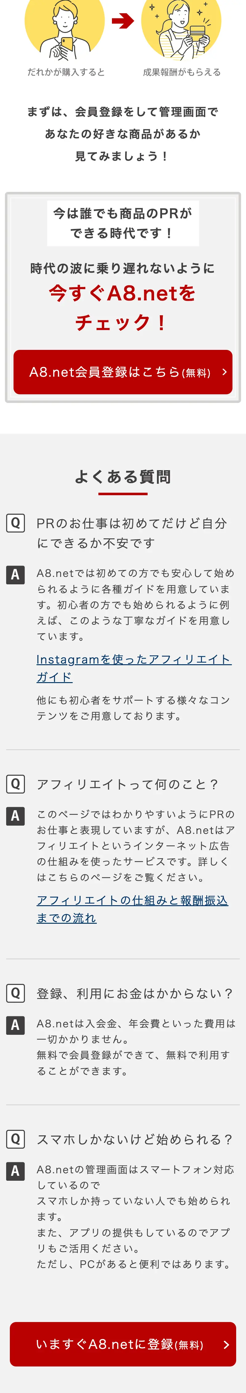A8.netのLPデザイン（広告運用／ホワイト系／シンプル系）スマホ版