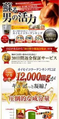 元気に自信！『カイセイコラーゲンキング』のLPデザイン（健康食品・健康ドリンク・サプリメント／ゴールド系／力強い系）PC版