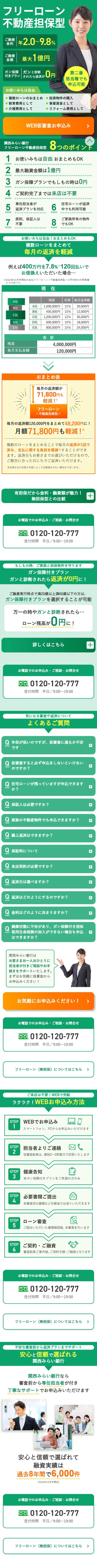 Kansai Mirai Free Loan LP design (Insurance, Finance, Credit / Green tones / Trust and Safety) Mobile version